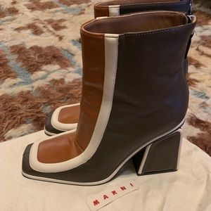 Marni S/S 2019 Calfskin Tri-color ankle boots